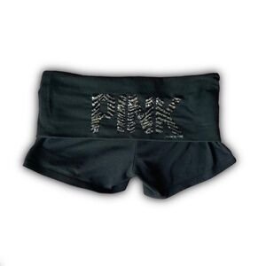Black VS Pink Fold Over Micro Shorts with Sequence